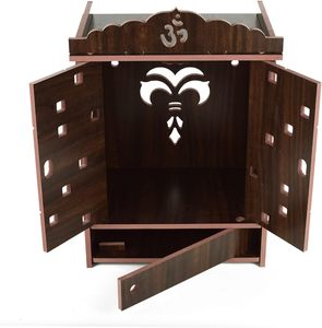 Pooja mandir cho nhà tường treo MDF ngôi đền bằng gỗ với cửa - Product Image 2