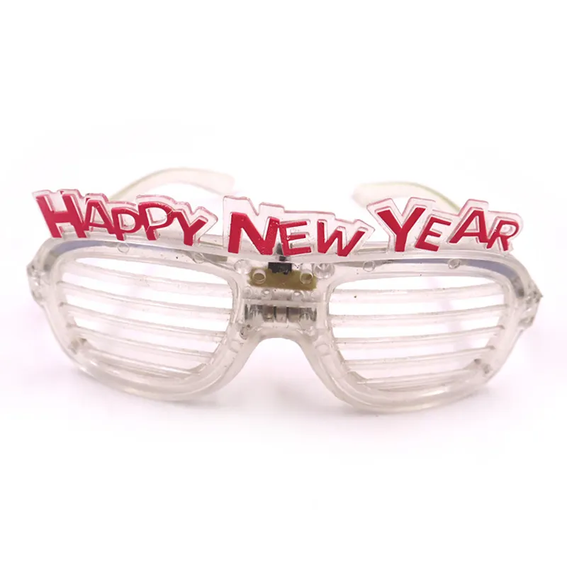 Led lampeggiante Shutter Happy new year occhiali LED rossi trasparenti per il nuovo anno 2024