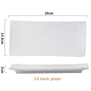 Élégante assiette de service rectangulaire en céramique blanche longue pour sushis, idéale pour hôtels, fêtes à domicile, mariages - Apéritifs et desserts - Product Image 2