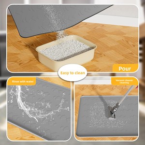 Alfombrilla de Alta Calidad para Arenero de Gatos, Alfombrilla Grande Antideslizante e Impermeable de Silicona para Piso, Fácil de Limpiar - Product Image 4