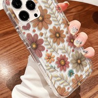 Nouvelle Coque de Téléphone Transparente à Motif Marguerite à Petites Pétales Jaune Orange 2025 pour iPhone 17 16 15 14 Pro Max avec Grande Ouverture Imprimée