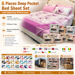Wholesale 1800TC 6 Pieces Deep Pocket Microfiber Bed <strong>Sheet</strong> Set Queen King Size Mixed Designs Bedding Set - Product Image 6