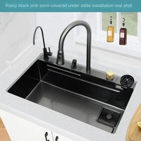 304 acier inoxydable évier de cuisine à bol unique fait à la main grand lavabo multifonctionnel trois ménage Internet célébrité Nano
