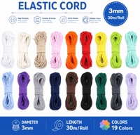 Cordon élastique multicolore en nylon 100% de 2 mm, 2,5 mm, 3 mm pour la confection artisanale, le bricolage, la couture, les chaussures, les sacs, les vêtements