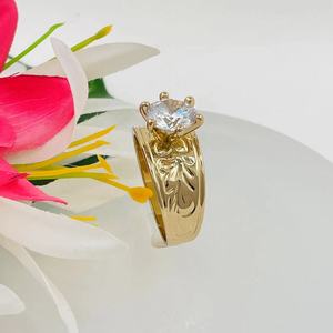 خاتم ألماس JX113C جاهز بالكامل 6 أحجام للشحن حلقة واسعة 12 مع 8 من أحجار الزيركونيا المكعّبة الكبيرة خاتم هاواي البلوميريا مجوهرات الساموان - Product Image 6