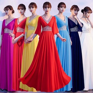 Women's Long Chiffon Evening Dress V-Neck A-Line Empire Waist Formal Banquet Gown 5-23 - Product Image 5