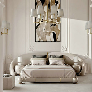 Hotel di lusso moderno <span class=keywords><strong>tessuto</strong></span> imbottito <span class=keywords><strong>letto</strong></span> <span class=keywords><strong>matrimoniale</strong></span> King Queen letti <span class=keywords><strong>in</strong></span> legno con Semi rotondo <span class=keywords><strong>testiera</strong></span> <span class=keywords><strong>per</strong></span> camera da <span class=keywords><strong>letto</strong></span> - Product Image 3