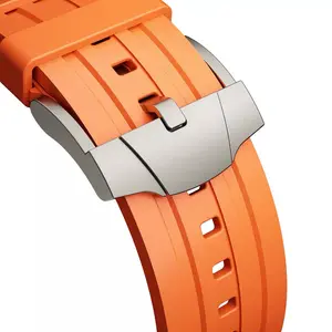 FKM Pulseira de Borracha para Relógio Apple Watch Ultra49mm, pulseira de borracha de silicone esportiva integrada para Iwatch 41mm 45mm