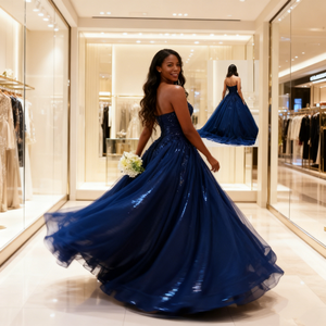 <span class=keywords><strong>Robe</strong></span> de bal élégante et respirante en <span class=keywords><strong>tulle</strong></span> brillant bleu marine, coupe trapèze, longueur ras du sol, sans manches, <span class=keywords><strong>avec</strong></span> dos lacé – Collection Fournisseurs - Product Image 4