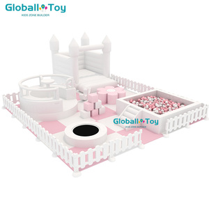 Globalltoy Kids Playground Interior y exterior Todo blanco Rosa claro y azul Equipo de juego suave Comercial con casa de rebote - Product Image 5