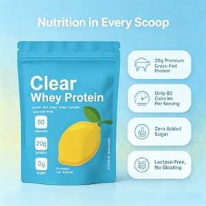 ODM OEM LuvVita Isolat de Protéine de Lactosérum Transparente en Poudre Saveur Limonade 20g Protéines <span class=keywords><strong>0</strong></span> Sucre Bovin Élevé en Pâturage Sans Lactose Soutient la Construction Musculaire - Product Image 2