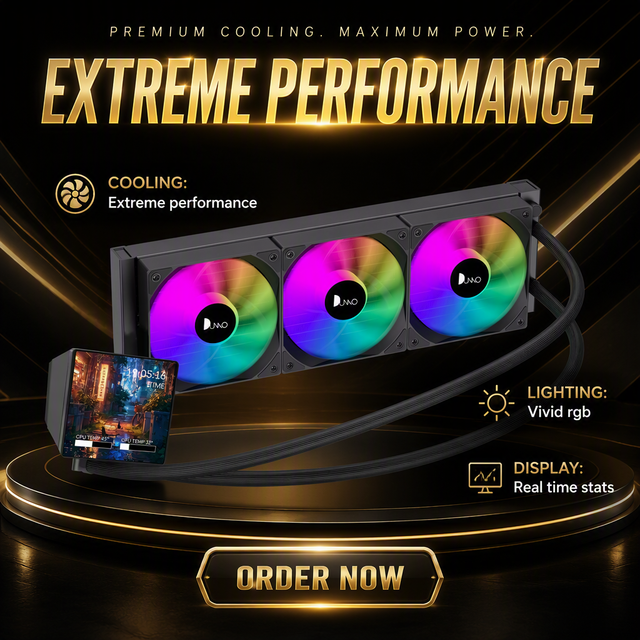 LCD Screen AIO Liquid Cooler Pure Aluminum Radiator 12V Silent Pump 40000H Lifespan Gaming CPU Cooler