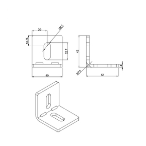 Trung Quốc manufacturerrohs ODM OEM tùy chỉnh 1190 45 gam 45*45 mét thép không gỉ Kệ chân đế cho nhôm hồ sơ 20 25 30 40 <span class=keywords><strong>50</strong></span> - Product Image 1