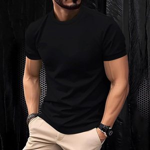 Customized Letter Printing Solid Slim Fit Breathable Quick-Drying Casual Men's T-Shirt - Product Image 5