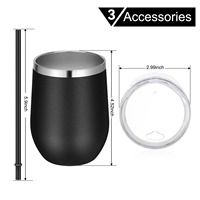 Mug isotherme en acier inoxydable de 12 oz en forme d'œuf, avec revêtement en poudre personnalisé, pour café, bière ou vin, avec couvercle