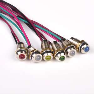 패널 마운트 8mm 20mA 황동 쉘 IP67 다중 색상 12V 24V 표시등 - Product Image 1
