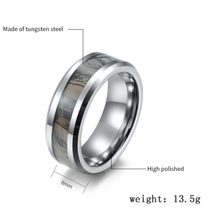 Nhẫn Nam Ngụy Trang Bằng Thép Vonfram Màu Đen Bạc Nhẹ Sang Trọng Mới 8Mm Nhẫn Vàng Vonfram Cứng Chống Trầy Xước Nhẫn Đeo Tay - Product Image 3