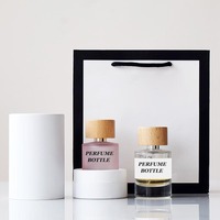 Flacon pulvérisateur de parfum rond cylindrique de 30ml 50ml 100ml personnalisé flacons de parfum en verre rose transparent à sertir vides avec boîte tubulaire