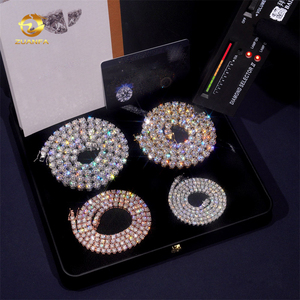 Dây chuyền tennis đá moissanite VVS bạc S925 mạ vàng, đính kim cương lab 2MM 3MM 4MM 5MM, trang sức cao cấp dành cho nam nữ phong cách hip hop - Product Image 3