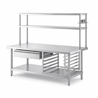 Plan de travail en acier inoxydable 304 antirouille avec étagère supérieure et tiroirs pour la transformation alimentaire