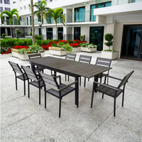 Table à manger extérieure en aluminium enduite de poudre extensible moderne gris foncé/clair meubles en métal durables pour les hôtels de cour de patio