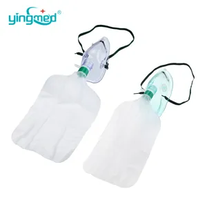 Masker oksigen PVC transparan awet sekali pakai dengan tas Reservoir, masker wajah tanpa pernapasan