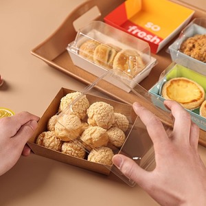 Kahverengi Kraft Kağıt Fildişi Karton Tiramisu Kek Rulo Kağıt Kutu Sandviç Kremalı Tart Paketleme Kutusu Ekmek <span class=keywords><strong>Burger</strong></span> Paketleme Kutusu - Product Image 2
