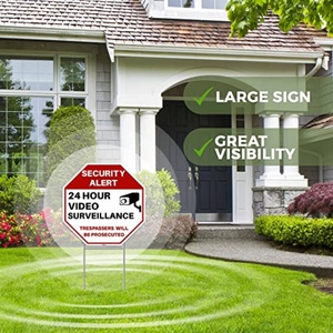 Panneau de surveillance vidéo 24h/24 avec piquets, panneau d'alerte caméra de sécurité pour la maison et l'extérieur Roc Xie - Product Image 2