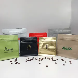 Упаковка для кофе с плоским дном с логотипом на заказ, самозапечатывающийся пакет для кофе с воздушным клапаном