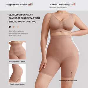 Waistdear OEM Shorty sculptant sans couture taille haute pour femme, effet ventre plat et rehausseur de fesses, avec silicone anti-roulement - Product Image 2