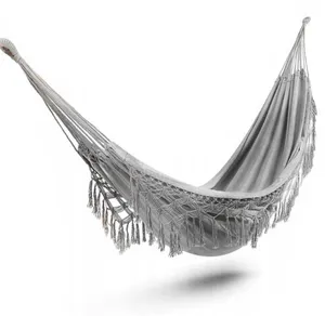 Outdoor Indoor High Duty Lona Boho Franja Hammock Swing Macramé Hammock