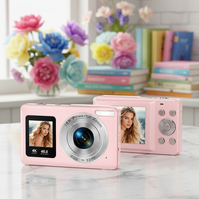 Dual Lens Kids Digital Camera 1080P Video 18X DC06S Digital Zoom LED Flash Portable Children's Camera for Christmas Gifts