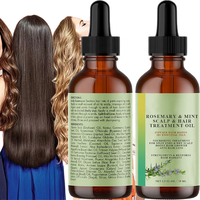 Huile de croissance capillaire fortifiant au romarin et à la menthe biologique, sérum à la biotine, traitement, masque capillaire pour cheveux bouclés, soin des pointes fourchues, soin du cuir chevelu sec