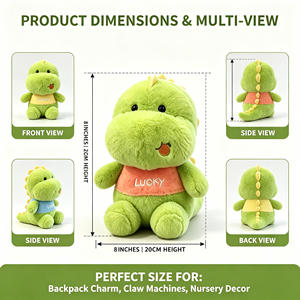 Peluche Dinosaure Assis <span class=keywords><strong>Kawaii</strong></span> Vert Doux avec T-shirt Porte-Bonheur pour Cadeau d'Anniversaire Enfant et Décoration Maison - Product Image 4