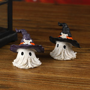 หมวกเวทมนตร์ศิลปะลึกลับ ของตกแต่งเรซิ่นรูปผี สีม่วงดำ ของตกแต่งฮาโลวีน อุปกรณ์ประกอบปาร์ตี้ น่ารัก สร้างบรรยากาศหลอนๆ - Product Image 2