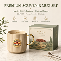 Taza de Café Personalizada de Porcelana Fina con Diseño de Uluru, Australia, Souvenir del Desierto Rojo con Cuchara, OEM al por Mayor