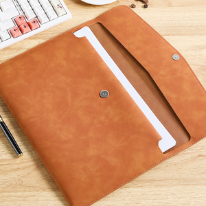 A4 Faux Leather Business Document Bag Sobre A4 Carpeta de archivos de documentos Carpeta de archivos de cuero suave PU Sobre Organizador de archivos Cartera - Product Image 2