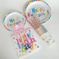 Nouveau design de vaisselle jetable, gobelets en papier, assiettes pour les fêtes de fin d'année, anniversaire, festival, kits de vaisselle, décorations de fête