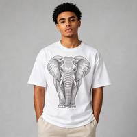 T-shirt Oversize en Coton Premium Personnalisé OEM, Streetwear Lourd, Fournisseur de Choix, Impression DTG Kornit, Motifs Visages Hip Hop, Couleur Ivoire