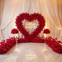 Arche de scène en forme de cœur artificiel, arrangement 5D, arche de demande en mariage avec fleurs pour décoration de mariage