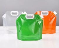 Sac à eau en plastique pliable portable 5L-10L avec poignée de joint de bec