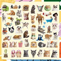 Autocollants personnalisés anti-rayures motif chat mignon, étiquettes cadeaux, autocollants de papeterie avec logo personnalisé 50*48mm pour loisirs créatifs
