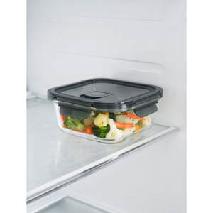 Contenedor de almacenamiento de alimentos cuadrado Steamholchan de vidrio resistente al calor verde de 800ml - Product Image 1