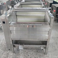 Automatische borstelrol groentewasmachine van 304 roestvrij staal voor aardappel, gember, wortel, zoete aardappel en wortelgroenten.