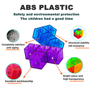 السحرية التعليمية بناء لعبة بلاستيكية 3D <span class=keywords><strong>DIY</strong></span> لون شفاف المغناطيسي أُحجية مكعبات كتل - Product Image 4