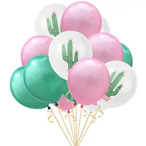 Kit de balões de látex de cacto de 12 polegadas, balões verdes de rosa e luau para festa de aniversário e casamento