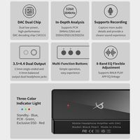 Decodificador de Audio Digital HiFi Portátil TRN Black Pearl con Amplificador para Auriculares DAC, Salida Doble de 3.5+4.4mm, PCM 384kHz 32Bit DSD256