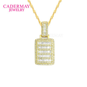 CADERMAY Moissanite Pendant S925 Silver Rectangular Baguette Hip Hop Jewelry Everyday Wear - Product Image 4