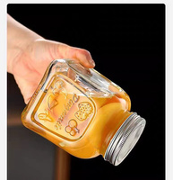 Vente en gros de pots en verre transparent ronds personnalisés de 250 ml, 500 ml, 750 ml, vides, pour aliments, avec couvercles