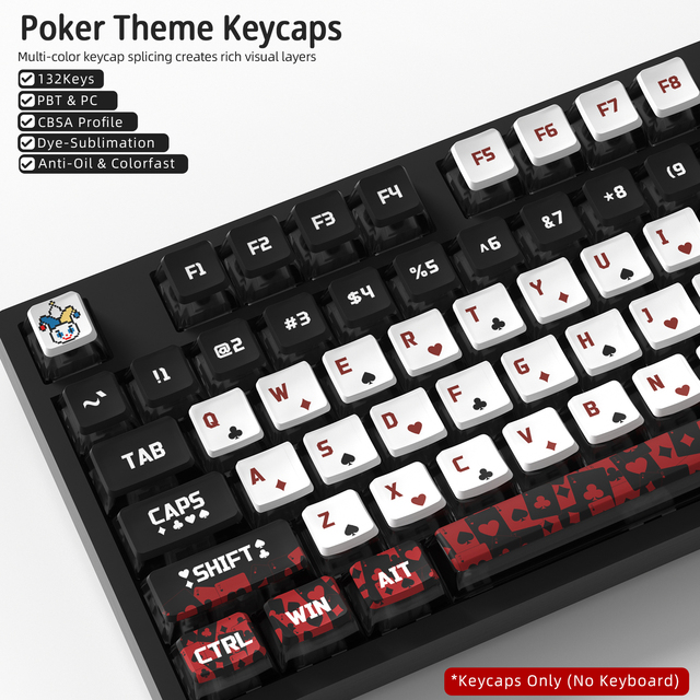 4-Sides Translucent 5-Side Dye Sublimation Keycaps ABS+PC Material 132 Keys Custom Pattern Factory Stock for Mechanical Keyboard